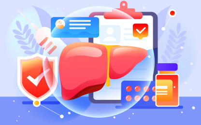 世界肝炎日医生检查肝脏治疗肝炎疾病插画