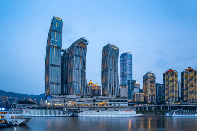 中国重庆朝天门码头夜景风光  