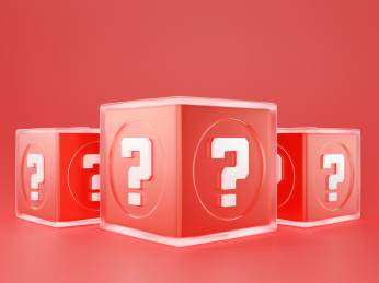 3D红色并排水晶质感盲盒创意素材