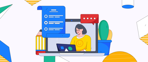 通过网课远程进行在线教育扁平矢量概念运营