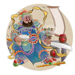 趣味国风门神插画
