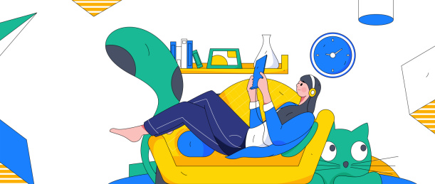 客厅居家休息人物场景扁平矢量概念运营插画