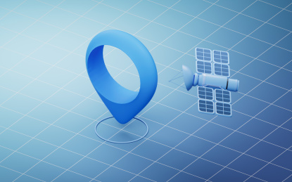 定位符号与人造卫星3D渲染