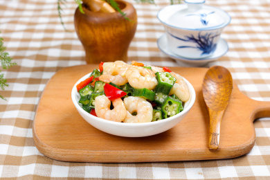 营养美味家常菜秋葵炒虾仁