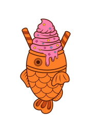 鲷鱼奶油冰淇淋雪糕甜品美食插画