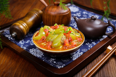 快餐外卖美食菜肴西红柿炒胜瓜