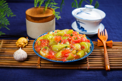 快餐外卖美食菜肴西红柿炒胜瓜