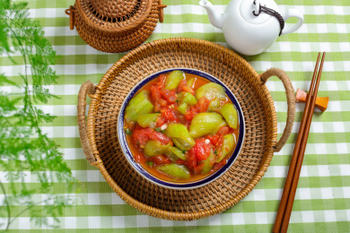 快餐外卖美食菜肴西红柿炒胜瓜