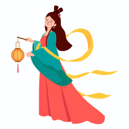 卡通手绘中秋节嫦娥人物插画