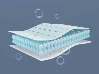 3D微观纤维分层面料与水分子气泡材质图