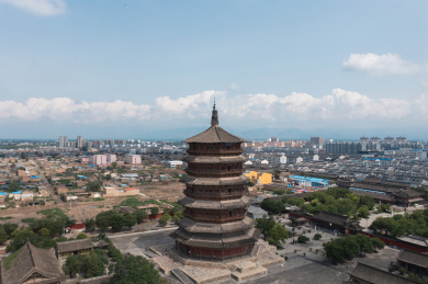 中国山西朔州应县木塔航拍