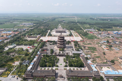 中国山西朔州应县木塔航拍