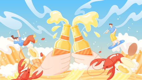 啤酒节美食节电商户外促销矢量插画横幅