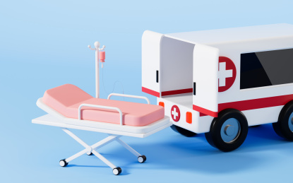 救护车与医用担架3D渲染