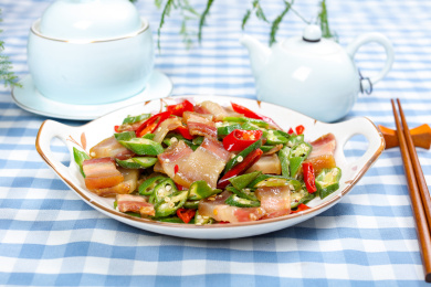 快餐外卖美食菜肴秋葵炒咸肉