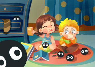 青梅竹马儿童插画