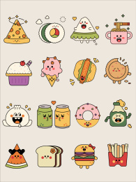可爱的美食食物系列矢量插画合集