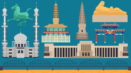 甘肃兰州旅游地标古建筑