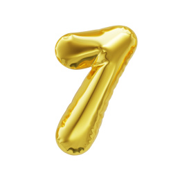 数目号码金色气球与在白色背景上