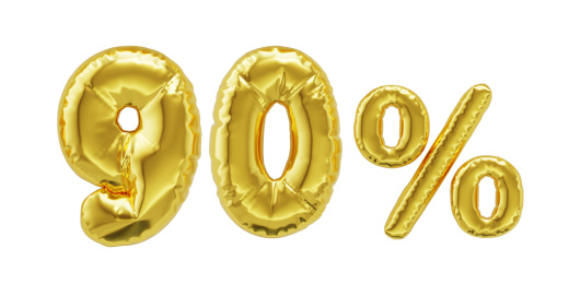 数目号码金色气球与在白色背景上