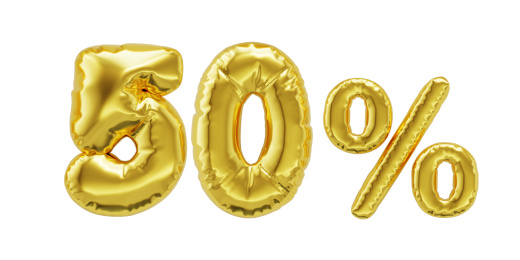 数目号码金色气球与在白色背景上