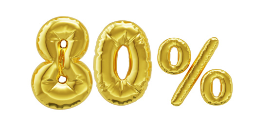 数目号码金色气球与在白色背景上