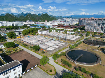 航拍中国广西桂林城市污水处理厂