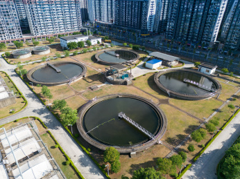 航拍中国广西桂林城市污水处理厂