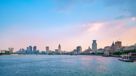 中国上海浦西外滩城市风光全貌