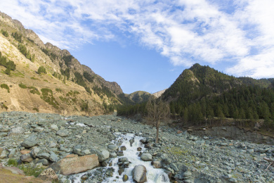 中国新疆阜康天山白杨河河流风光