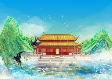 南京地标建筑国风插画夫子庙