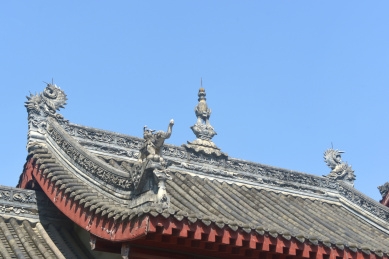 四川成都文殊院中式风格古建构件脊饰灰塑