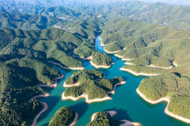 航拍湖南衡阳常宁市常宁天湖国家湿地公园