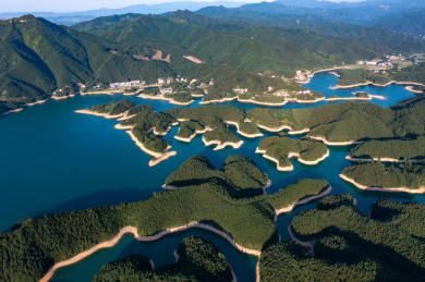 航拍湖南衡阳常宁市常宁天湖国家湿地公园