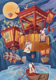 创意中秋插画