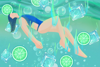 泡进青蓝冰水的女孩