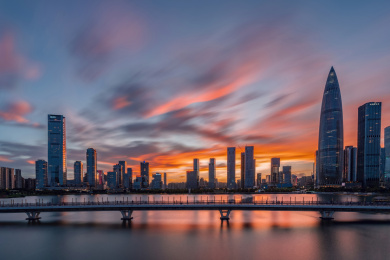 黄昏日落都市风光城市