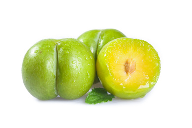 白底上放着蜂糖李