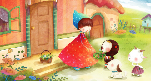 小动物送小姑娘回家