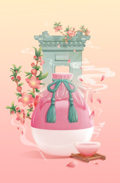 桃花盛开飘酒香