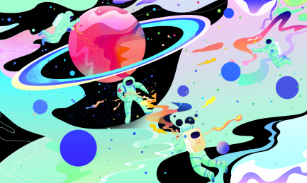 宇航员登月插画