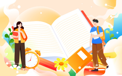 开学季新学期学生上学读书学习知识教育插画