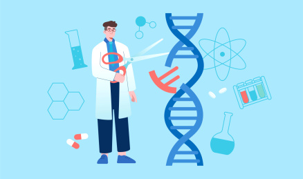 科学家生物实验研究矢量分层插画