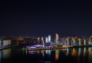 长沙北辰三角洲城市夜景航拍