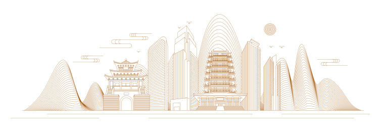 淄博线条矢量插画