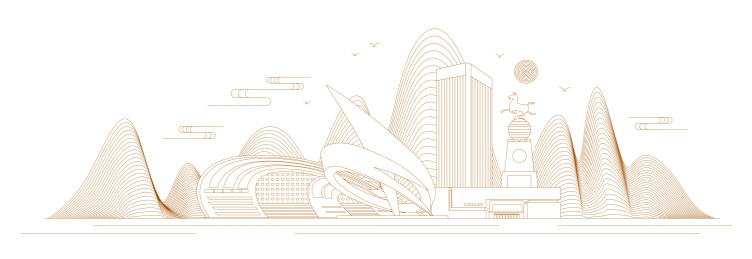 德州线条矢量插画