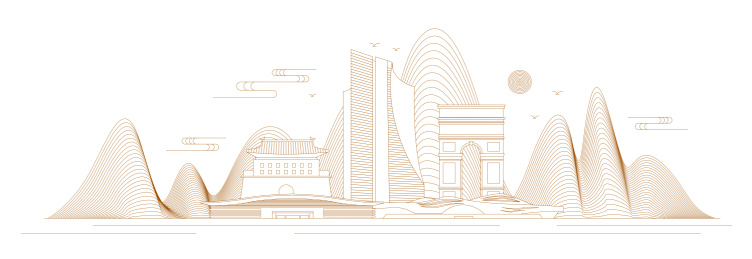 廊坊线条矢量插画