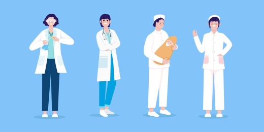 女医生护士科学家人物素材插画元素