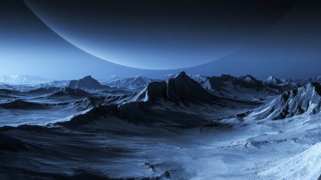 超现实雪山天体外星山脉科技感3d渲染背景
