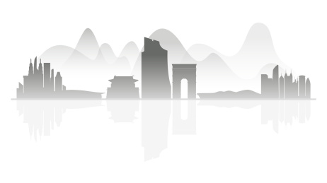 廊坊水墨剪影插画